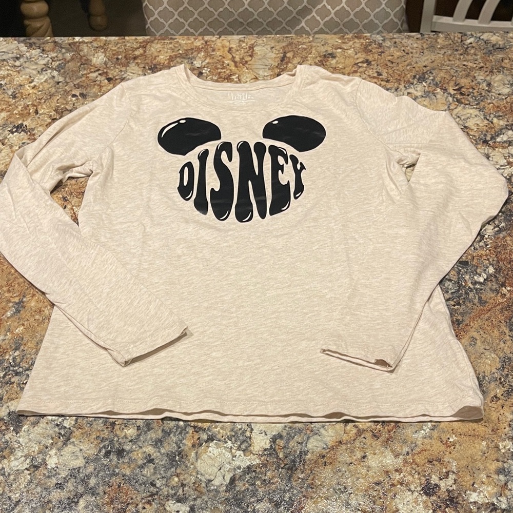 Disney Beige Long Sleeve Junior Tee Size Small Handmade Cricut